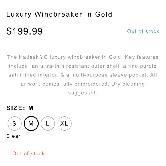 HadesNYC Luxury Windbreaker in Gold - Picture 2 of 7